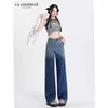 Kvinnors jeans Lösta montering Straight Tube Diamond för kvinnor Vintage Denim Byxor Cyber ​​Y2K Goth Pants Fashion Mom