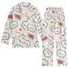 Hemkläder Spring Autumn Cotton 2st Pyjamas Passar Kvinnor Intim underkläder Print Flower Sleepwear Casual Pyjamas
