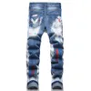 Jeans maschile maschile dipinto di fly jeans jeans abbigliamento blu pantaloni blu