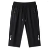 Men's Pants Lightweight Casual Ice Silk Cropped With Zipper Pockets Elastic Waistband Quick Dry Technology For Athletes