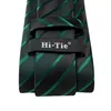 Coules de cou Black Green Striped Silk Tie pour hommes Accessoires de mariage Colliers pour hommes Poches carrées