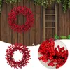 Decoratieve bloemen Kerstdeur krans 15.74in inch voorste rode bessen kransen kunstmatige takje slinger hangende kamer muur ornamenten deuren