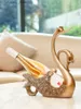 Arts and Crafts Creativity Resin Rose Siamese swan wine rack Wine bottle rack Resin ornaments Animal sculpture European-style home decorationsL2447