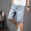 Herren-Shorts 2024 New Blue Hole Denim Shorts Herren Sommer-Gelegenheitsjeans Großgröße 28-36 38 40 J240407