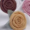 Dekorativa blommor 10st 6 cm Chiffon Organza Fabric Rose Flower med blad Huvudkläder Diy Accessories Wedding Dress Clothes Brooch Hats