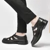 Casual Shoes Spring Summer Men Sandals Soft Leather Anti Slip Hollow Out Male Comfortable Business