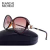 Blanche Michelle Lunettes de soleil polarisées de haute qualité Femmes Brand Designer UV400 Gradient Sun Verres Pearl Oculos avec boîte 240402