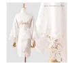 Hemkläder Summer Lace Pyjamas Bride and Bride Wedding Dress Solid broderad kimono Badrum Womens Casual Home Evening Dress M L XLL2403