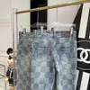 Pantalon de denim à carreaux de printemps du concepteur Unisexe