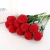 Fleurs décoratives Rose Flower Box Velvet Red Bijoux Route d'oreille Affichage Affichage cadeau Bridal Wedding Storage Package