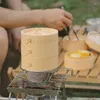 Doppelkessel Bambusholzdampfer Outdoor Camping Bowl Cup für Heimküchen -Picknick Grillen BBQ