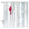 Rideaux de douche rouge cardinal oiseau de boule de neige arbres rideaux de tissu décoratif