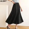 Spódnice Alsey Miyake plisowane wysoko-sprężystą sprężyn sprężyny jesienne temperament do pracy elegancka moda koreańska średnia długość północna długość