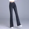 Jeans para mujeres 2024 Otoño e invierno Micro de cintura alta de cintura Ladera Cálculo engrosado Elástico