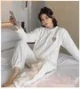 Hemkläder varm höstpyjamas passar kvinnor 2 st sömnuppsättning intim underkläder casual korall fleece sömnkläder pyjamas