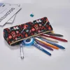 Torby szkolne Monkey Music Triangle Pencil Case Flower Red Leaves University Big Zipper Box Teeneager Cool Leather Pen Bag