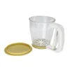 Backwerkzeuge Kunststoff halbautomatisch Mehl Sifter Handheld Cup Sieb Pulver Pulver Mesh Sieb Supplies mit Tropfenschiff