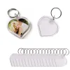 Crafts 25PCS Clear Acrylic Love Heart Blank DIY Insert Photo Picture Frame Split Keyring Key Ring Keychain Snapin Photo Keyholder