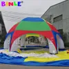 Atacado 10md (33ft) com o soprador de ar arco -íris de cor de arco -íris gigante de cúpula de aranha inflável com 6 vigas, grande marquise de gramado ao ar livre para evento