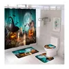 Tende per doccia Loto Leaf Water Repellente Terlina set di decorazioni da bagno spettrate Halloween Castello Pumpa