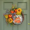 Dekorativa blommor konstgjorda pumpa solros krans halloween tacksägelse dörr dcoration hänge trädgård kryard girland simulering växt