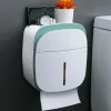 Soportes Montaje de papel higiénico multifuncional Monte de pared impermeable Caja de almacenamiento de tejido para el baño Caja de baño de doble capa Accesorios de baño