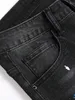 Męskie dżinsy męskie elastyczne łzę ciasne rowerowe rowerowe kreskówkowe dżinsy uszkodzone otwór Slim Fit Dżins Wysoka jakość Hip Hop Black JeanSl24012