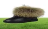 Topp mode naturliga stora gneuine läder kvinnor snöstövlar varma vinterstövlar slipon ankel kvinnlig tvättbjörn 2902030