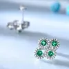 Boucles d'oreilles Stud Umcho 925 Sterling Silver Created Emerald Sapphire Gemstone for Women Engagement Wedding Fine Bijoux