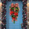 Dekorativa blommor Konstgjord jul Teardrop Swag Decoration Wreath för bondgård Väggfönster Porch Door