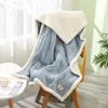 Blanket Wearable Flannel Plush Shawl Heating Plaid on The Sofa Warm Blanket Hoodie Winter Office Cover Leg Blanket Scarf Women