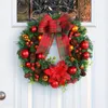 Decorative Flowers Realistic Bowknot Wreath Festive Holiday Wreaths Plaid Pine Cone Needle Ball Berry Decorations For Indoor Christmas