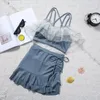 Swimwear féminin Femelle Sweet Split Jirt Style sexy petits seins minces Super Fairy Summer Conservative Spring Swimsuit Fan