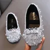 Girls Rhinestone Princess Shoes Childrens Flats Baby Toddler Soft Bottom Non-slip Sequins Shoes Girls Dancing Shoes Kids Flat 240326