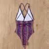 Kvinnors badkläder Bikini Set Bohemian Style Tryckt baddräkt Sexig Suspender Backless Beach Party 2024