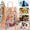 Storage Bags Cabilock 1 Set Christmas Paper Pouches Handy Brown Themed Candy Gift