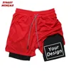 Custom Printing 2 in 1 Sports -Fitness -Shorts für Männer Performance -Komprimierung mit Tasche Schnell trockener Stretch -Workout Fitness 240323