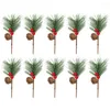 Decoratieve bloemen 10 pc's kerstboomdecoraties faux dennen picks nep bessen vulstof krans vaas kunstmatig voor plastic diy