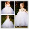 Robes Flower Girls Robes pour les mariages Kids Beach Robes de mariée Girls Robe Douce sans bretelles et Robe de princesse sans dos Fleur Fleur