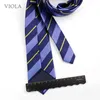 Halsband 29 Färg randig slips 7 cm polyester mens röd blå grön marinblå krage set casual formell daglig slips högkvalitativ presenttillbehör c240407