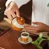 Teaware sets niet-Heritage high-end handgemaakte bamboe cup anti-Scald Tea Dehua keramische één pot twee kopjes teapot set pak