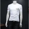 Lato Nowy wysokiej jakości jedwabny bawełniany męski Trendy T-shirt z krótkim rękawem okrągła szyja