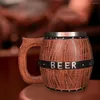 Tazze in acciaio inossidabile in legno a forma di botte tazza tazza di grande capacità bar per feste di vino reiusibile durevole
