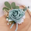 Dekorativa blommor 2st Corsage and Wrist Prom Flower Wristlet With Back Clip för bröllopsceremoni Anniversary Dinner Party Decor