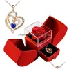 Otros suministros para la fiesta de eventos Regalo para mujeres Caja de rosas eternas W Collar de corazón Te amo hasta la luna y la joyería de la flor de la espalda Valentín Dh5fs