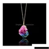 Colliers pendants Colliers pendants Natural Rainbow Irregar Quartz Stone Rock Crystal Collier Gemle Gol