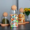 Aufbewahrungsflaschen Home Ball Cork Bleifreies Glas mit Deckelflasche Tank versiegelte Tee-Getreide transparente Gläser Kaffee enthält