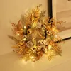 Dekorativa blommor 50 cm/19,6 tum konstgjord julkrans med LED -lampor för hembröllop lantbrukshusdekorationer