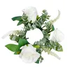 Flores decorativas Anillos de velas Coronas 8.7 "Garland de flores Mini corona artificial para mesa de comedor Festival de la puerta de la boda