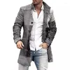 Costumes pour hommes Collier de support rétro Mid-Longing Pardessus pour hommes Mentide Veste décontractée Slim Fashion British British Style Male Blend Business Vestes Automne